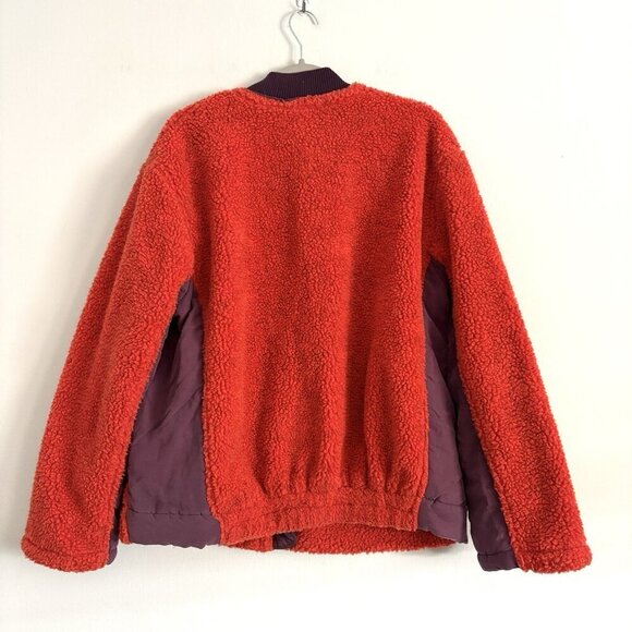 We The Free People Rivington Sherpa Fleece Zip Jacket Orange Purple Size Medium - Picture 9 of 10